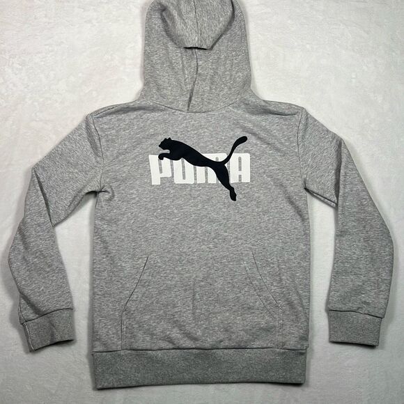 Puma Essentials Big Logo Kid Gray Hoodie Pullover Kid Large NWOT‎ - Picture 1 of 6